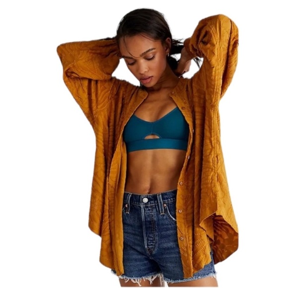 Free People Can’t Stop Dreaming Tunic Oversized Flowy Jacquard - Picture 1 of 8